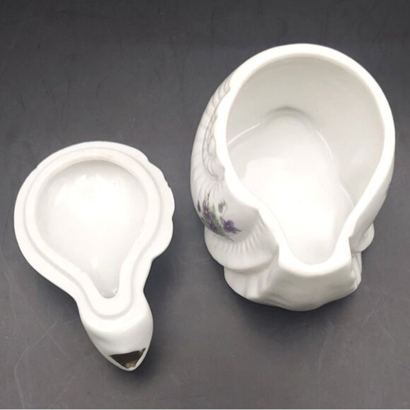 Vintage Lefton Handpainted Violets Porcelain Bone China Snail Trinket Box 1958 - Picture 5 of 8